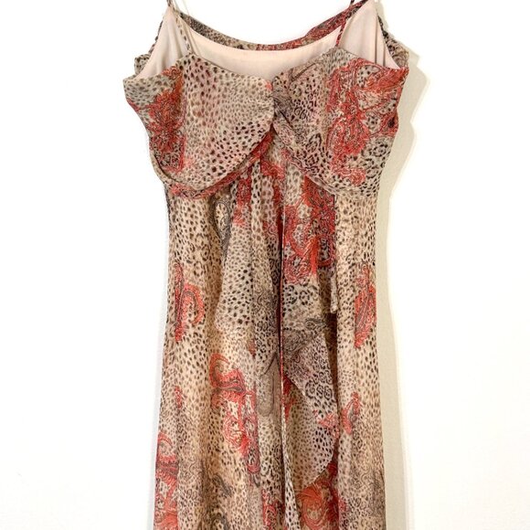 Vtg Y2K Alyn Paige Cheetah Print Paisley Maxi Dress Cowl Neck Chiffon Fairy - Picture 7 of 11